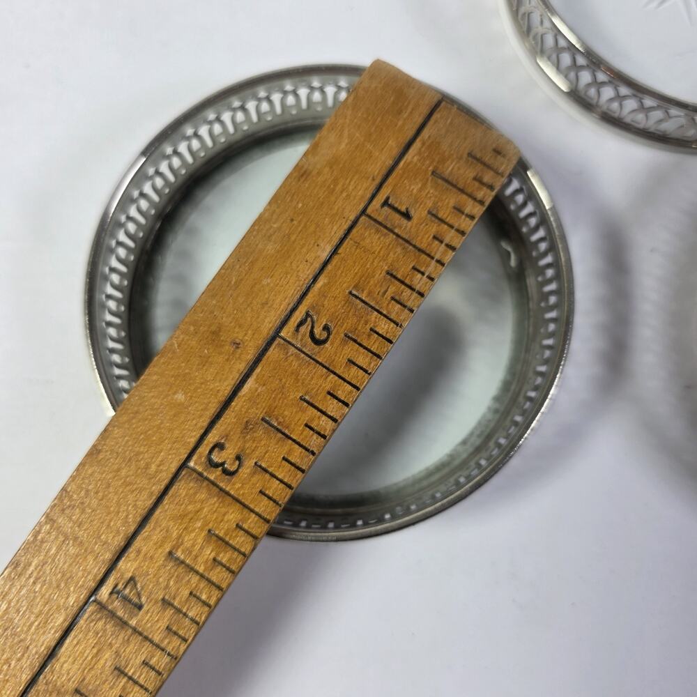 Vintage Manning Bowman MCM Glass Coasters Set of 5 Silverplate Starburst USA - Picture 9 of 10